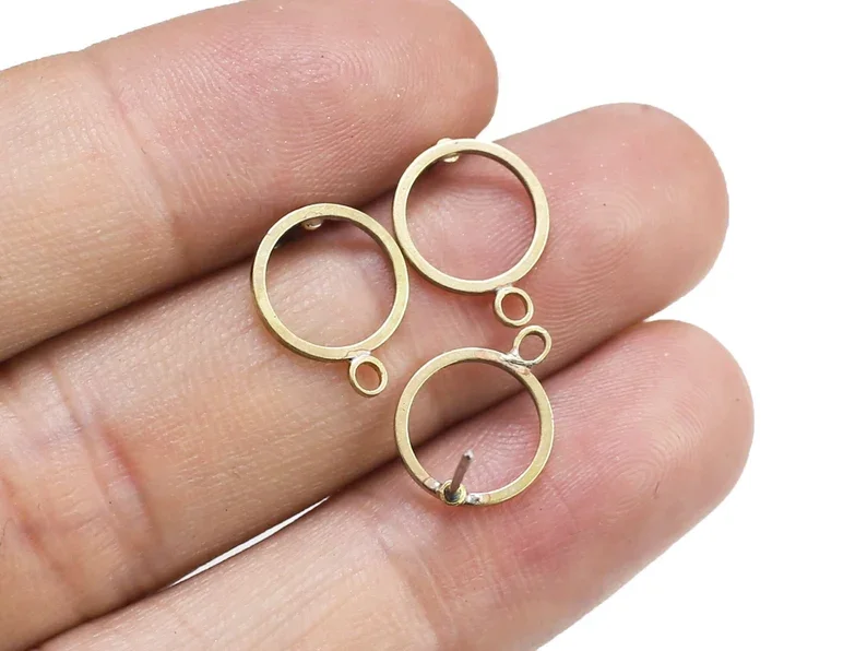 

10pcs Round Earring Post, Brass Earring Studs, 12.7x10mm, Earring Connector, Brass Earring Findings, Jewelry making - R2176