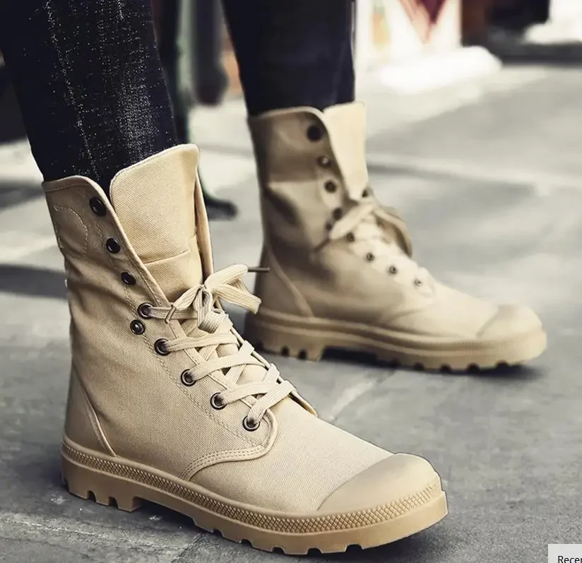 

Men Boots Shoes Male Desert Work Ankle Botas Tactical Men's Working Combat Hunting Military Stitching Canvas Motorcycle