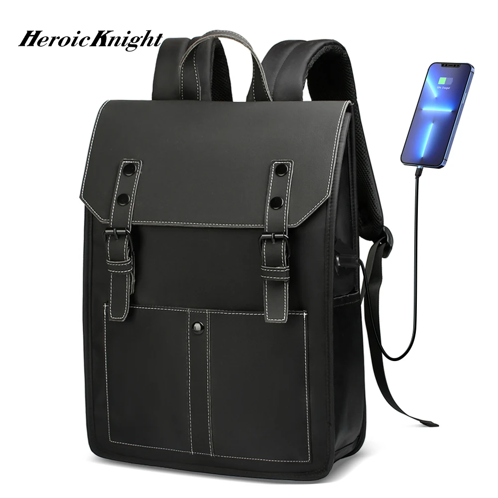 

Рюкзак школьный Heroic Knight мужской для ноутбука 15,6 дюйма, винтажный водонепроницаемый вместительный ранец в стиле колледжа с USB-разъемом