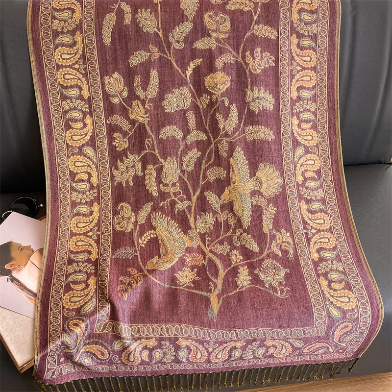 Luxury Pashmina Silk Scarf Shawl Wrap Paisley Jacquard Flowers Borders Layers Reversible Classic Tassels For Women 70X190cm 54 Mallzona Luxury Pashmina Silk Scarf Shawl Wrap Paisley Jacquard Flowers Borders Layers Reversible Classic Tassels For Women 70X190cm Mallzona