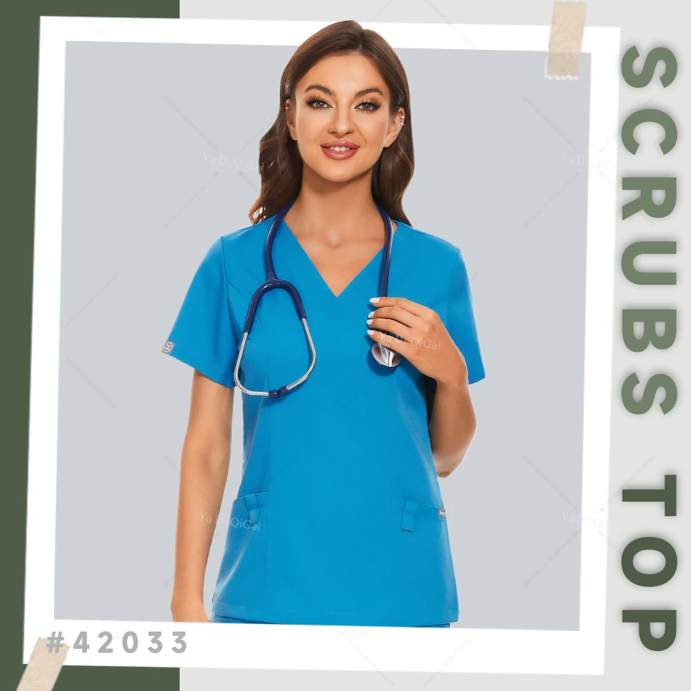 

Униформа больничной медсестры, рабочая одежда для медсестер, топы, повседневные рубашки с коротким рукавом и V-образным вырезом, медицинская блузка