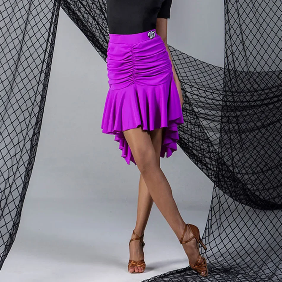 

Wrinkle and Lotus Design Female Latin Dance Skirt For Women Dancing Dress Ballroom Belly Dance Cloth