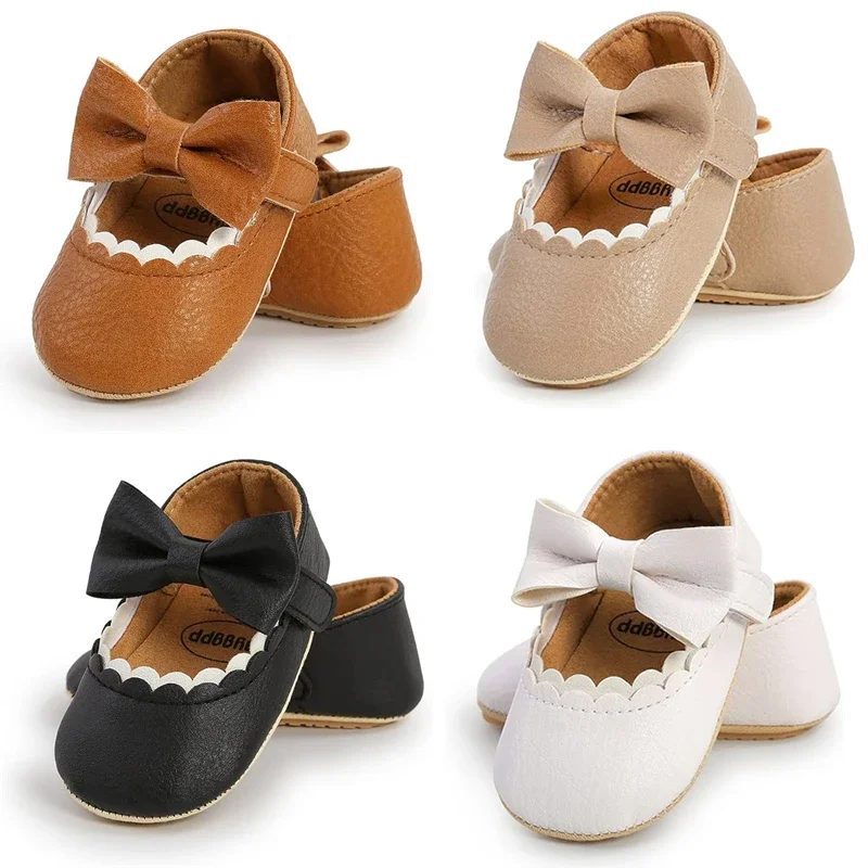 

Baby Girls Mary Jane Flats Shoes Moccasins Rubber Non-Slip Soft Sole Toddler Princess Dress Shoes for 0-18 Months