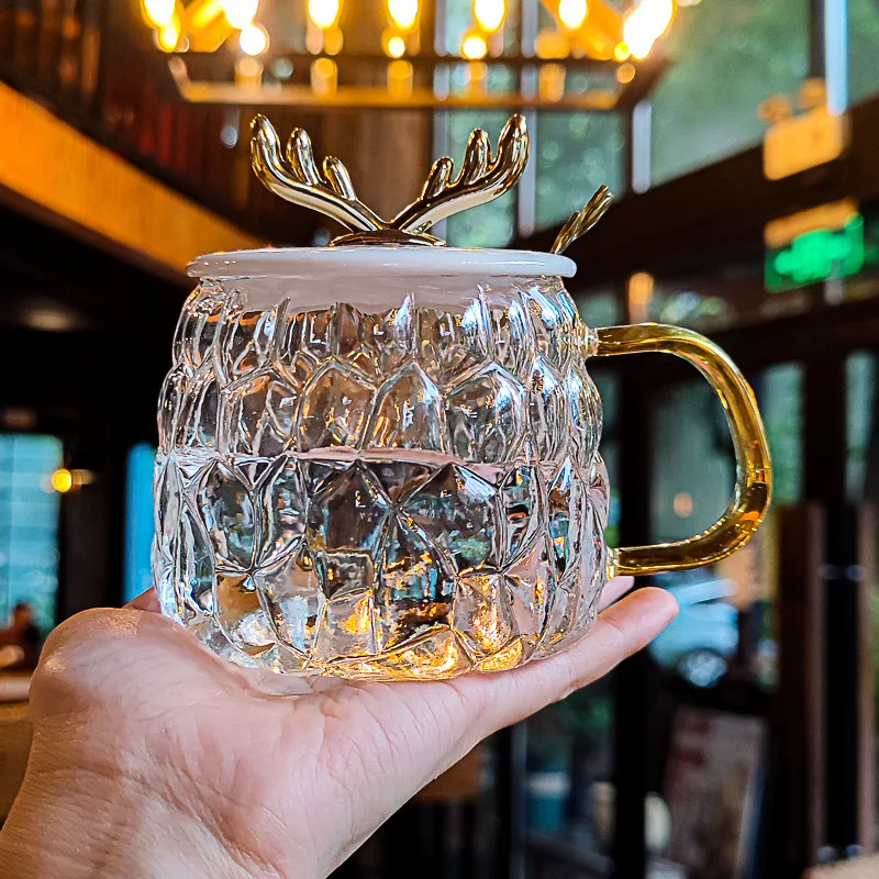 Women's glass water cup with lid spoon Heat resistant high temperature resistant domestic coffee cup Office tea cup
Women's glass water cup with lid spoon Heat resistant high temperature resistant domestic coffee cup Office tea cup