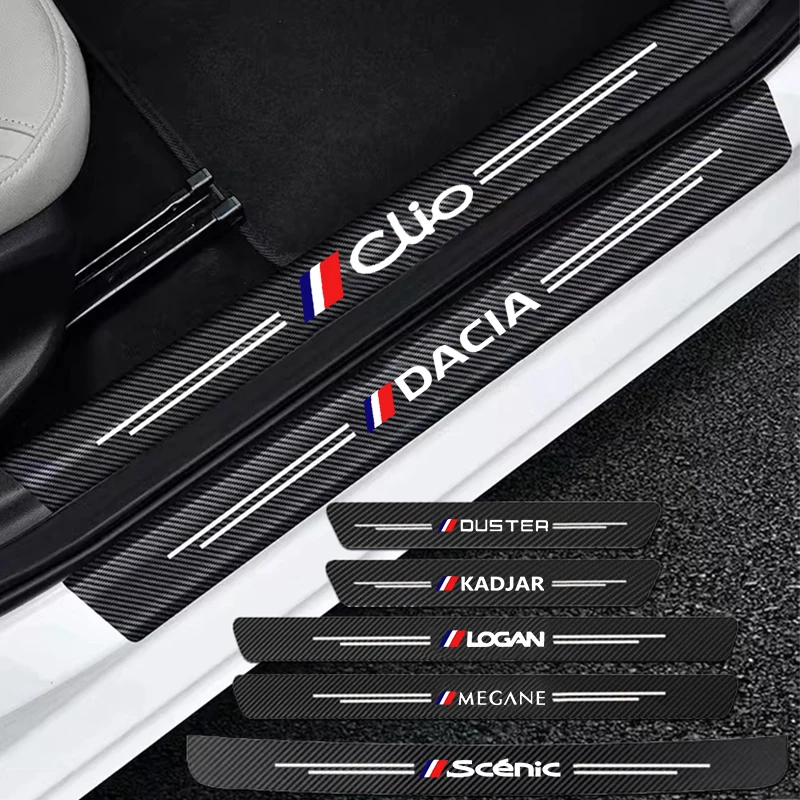 

5PCS For Renault Clio DACIA ZOE DUSTER Megane TWINGO LOGAN KADJAR Scenic S Carbon Fiber Car Door Threshold Sill Trunk Stickers