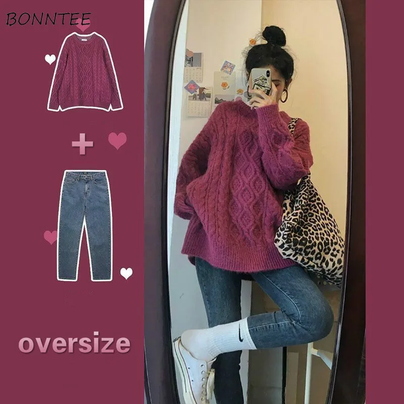 Sets Women Two Piece S-4XL Loose Cozy Sweater Simple Chic Round Neck Jeans Korean Style Students Mujer De Moda Ulzzang Popular
Sets Women Two Piece S-4XL Loose Cozy Sweater Simple Chic Round Neck Jeans Korean Style Students Mujer De Moda Ulzzang Popular