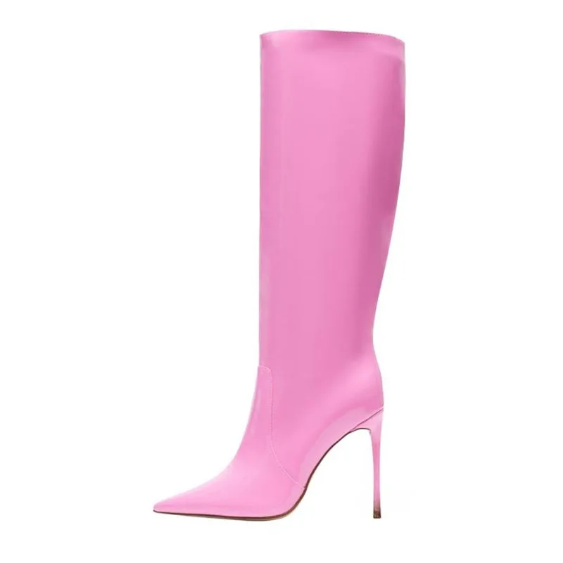 Arden Furtado 2023 Autumn Women's Knee high boots Patent Leather Pointed toe Super high heel Patchwork Slip-on Modern boots
Arden Furtado 2023 Autumn Women's Knee high boots Patent Leather Pointed toe Super high heel Patchwork Slip-on Modern boots