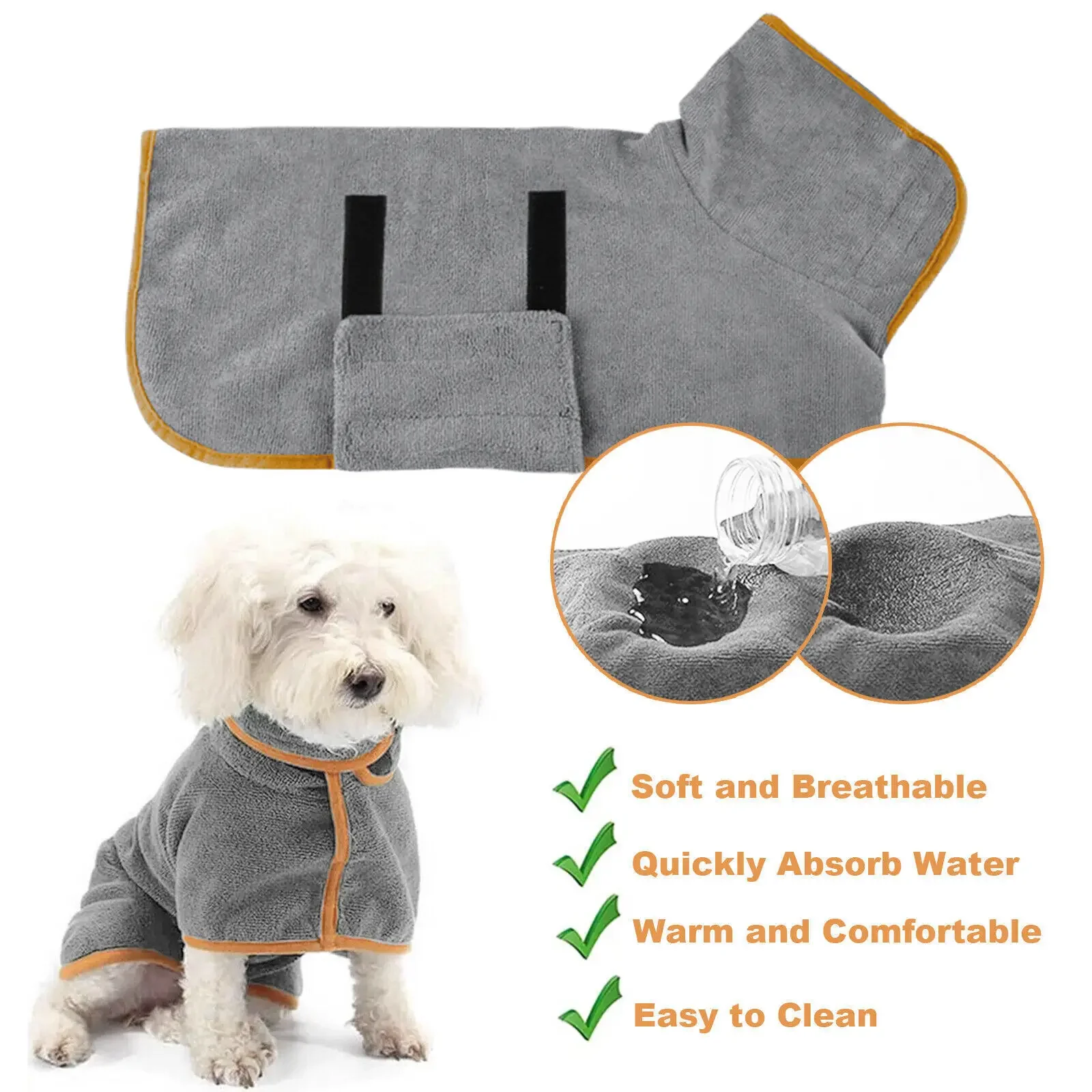

Pet Dog Bathrobe Drying Coat Clothes Microfiber Absorbent Beach Towel for Large Medium Small Dogs Cats Fast Dry Dog Accessories