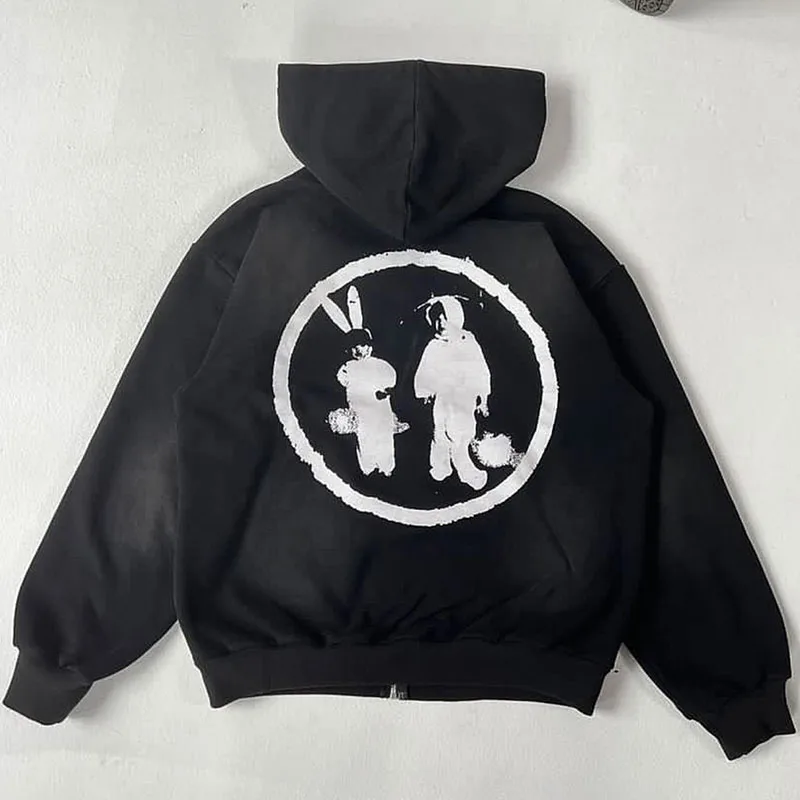 Vintage Rabbit Astronaut Graphics Jackets Autumn Harajuku Loose Hoodie Black Gothic Punk Grunge Y2k Aesthetics Zipper Sweatshirt
Vintage Rabbit Astronaut Graphics Jackets Autumn Harajuku Loose Hoodie Black Gothic Punk Grunge Y2k Aesthetics Zipper Sweatshirt