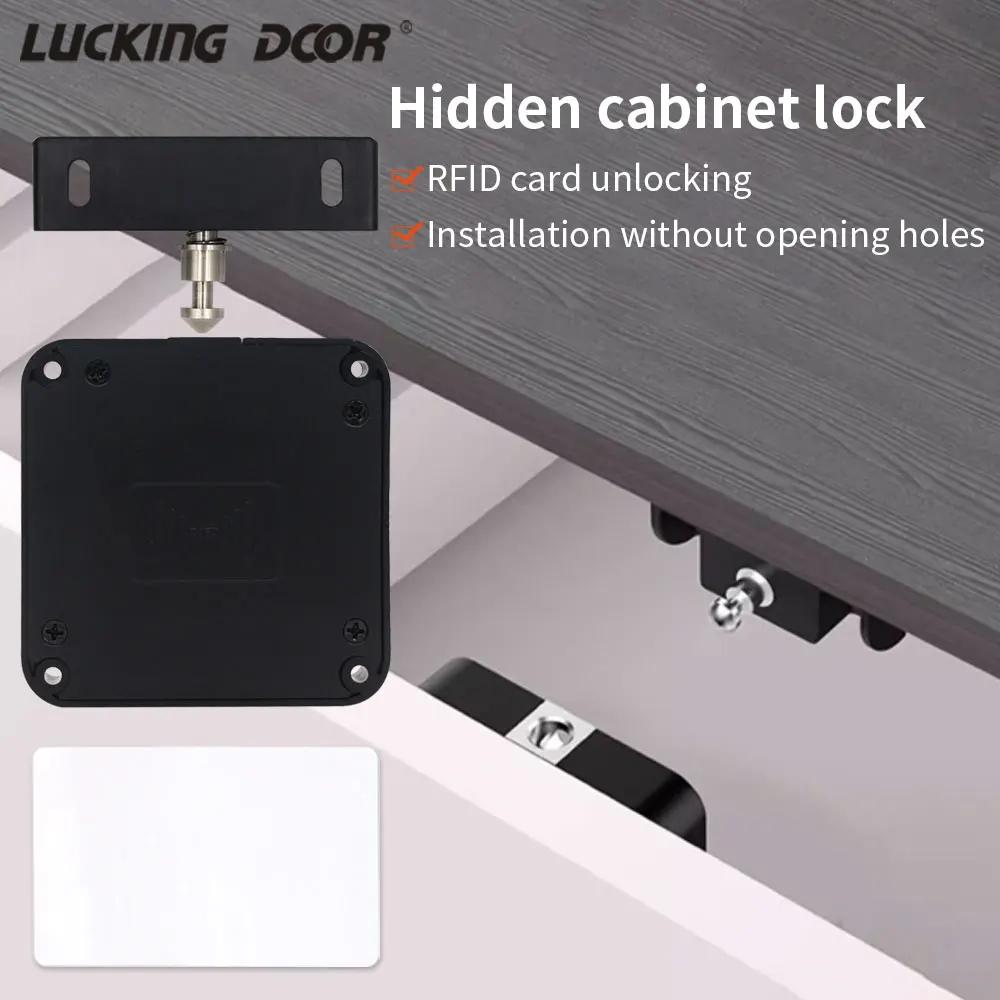 

Keyless Hidden Electric Cabinet Drawer Lock Invisible Support Sensing 13.56Mhz IC Card NFC Unlock for Locker Cupboard Toolbox