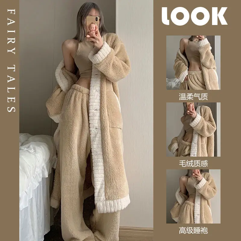 2023 Clothes Ins Coral Velvet Pajamas Women's Autumn Winter Thickened Fleece Nightgown Trousers Home Wear Suit for Women Girls
2023 Clothes Ins Coral Velvet Pajamas Women's Autumn Winter Thickened Fleece Nightgown Trousers Home Wear Suit for Women Girls