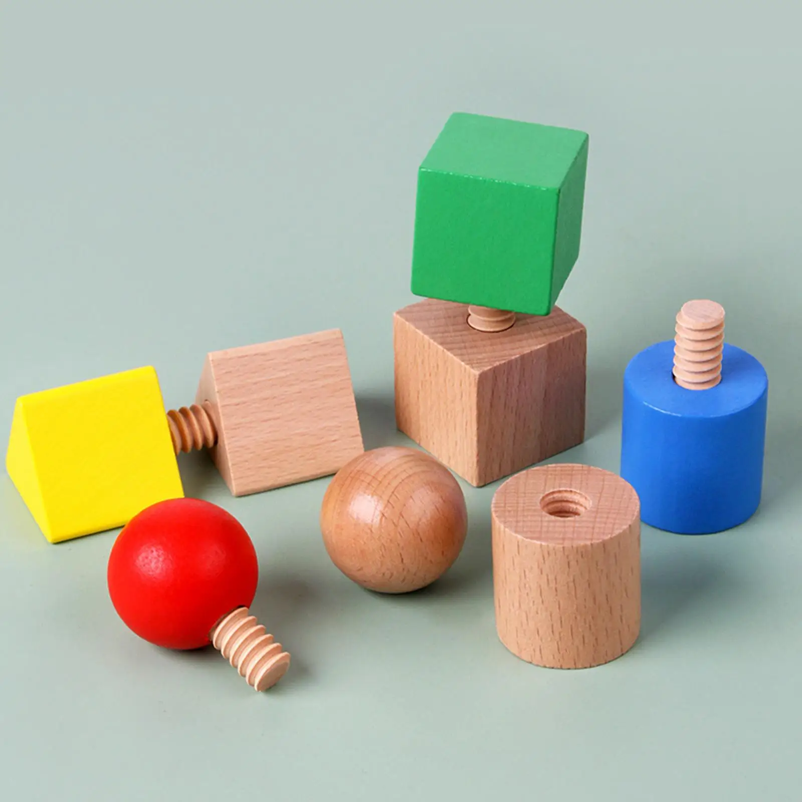 

8Pcs Montessori Building Blocks Nut Bolts Toys, Insert Blocks Screw, Shape Sorter Cube Toys for Preschoolers Kids