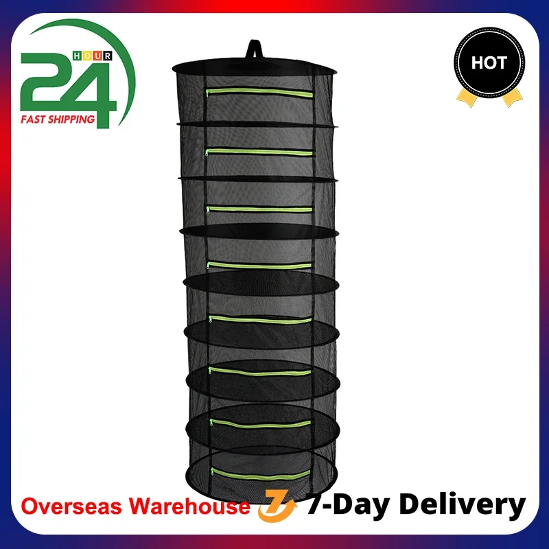 

Black Foldable Organizer Hanging Herb Rack Plants Mesh Fabric 4/6/8 For Drying Bud Dryer Net Bag Layers Flowers