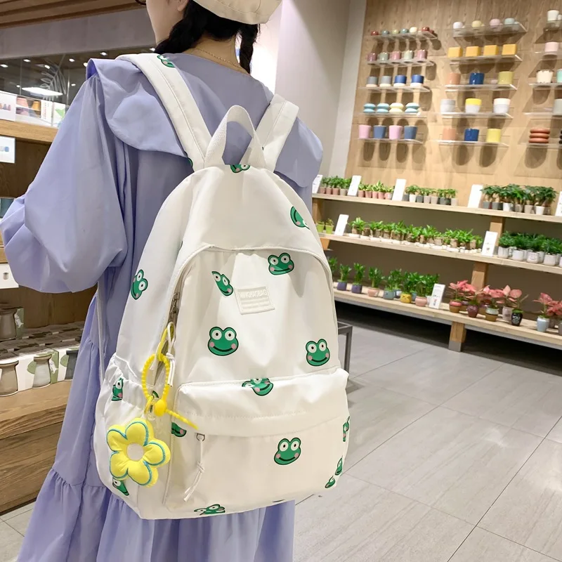 Women Korean Japanese frog print backpack fashion canvas girl student ins schoolbag
Women Korean Japanese frog print backpack fashion canvas girl student ins schoolbag