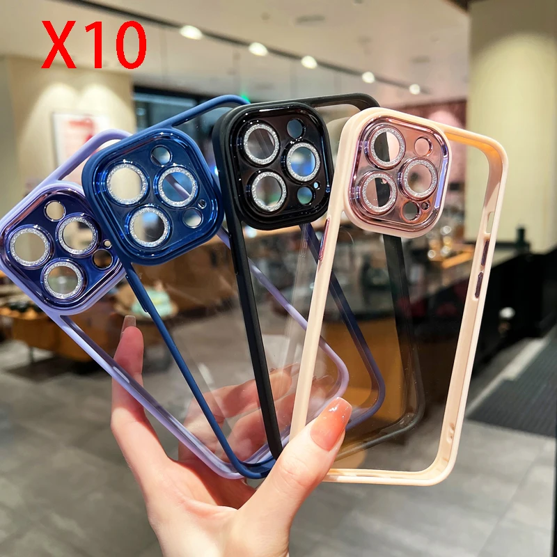 With Glitter Lens Protector Phone Case For Iphone 14 Promax Transparent Tpu+acrylic Electroplating Shockproof Cover Fundas 10pcs
With Glitter Lens Protector Phone Case For Iphone 14 Promax Transparent Tpu+acrylic Electroplating Shockproof Cover Fundas 10pcs