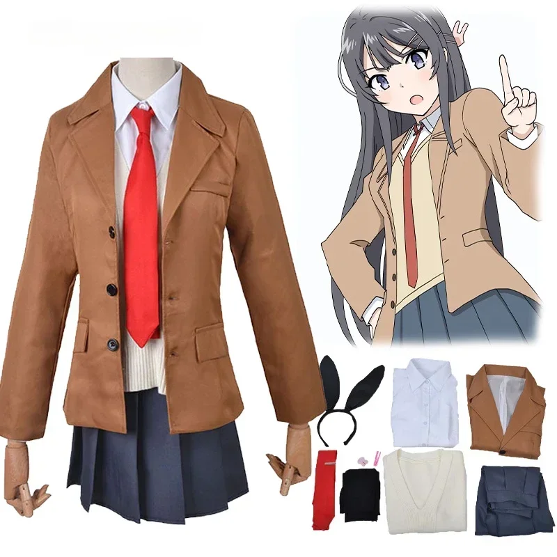 

Anime Sakurajima Mai Cosplay Costume Rascal Does Not Dream of Bunny Girl Senpai Mai Sakurajima Cosplay Wig Bunny Ears Headwear