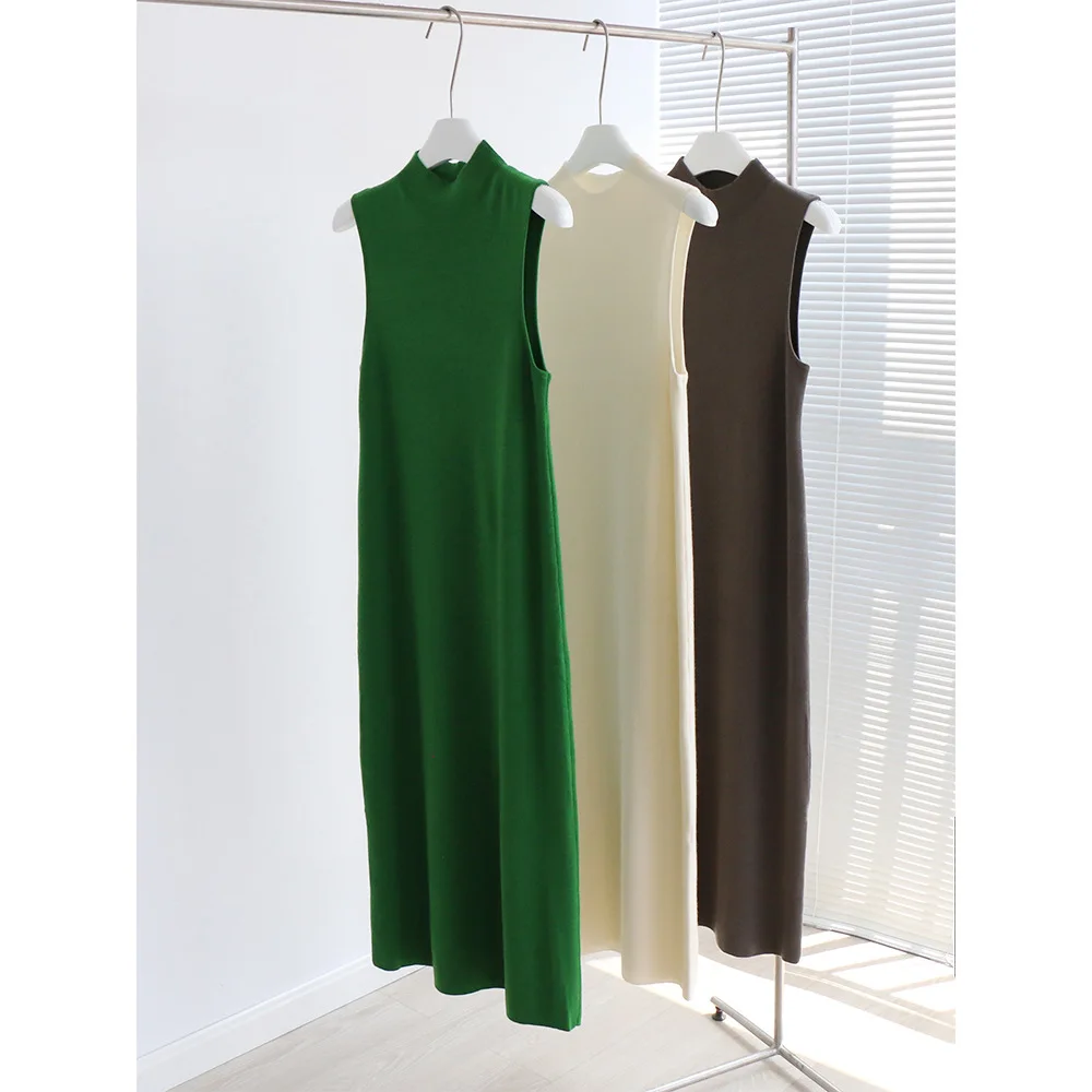 Women's New Wool Blended Half High Sleeveless Slim Dress Mid-length Commuter Solid Color Temperament Versatile Bottom dress
Women's New Wool Blended Half High Sleeveless Slim Dress Mid-length Commuter Solid Color Temperament Versatile Bottom dress