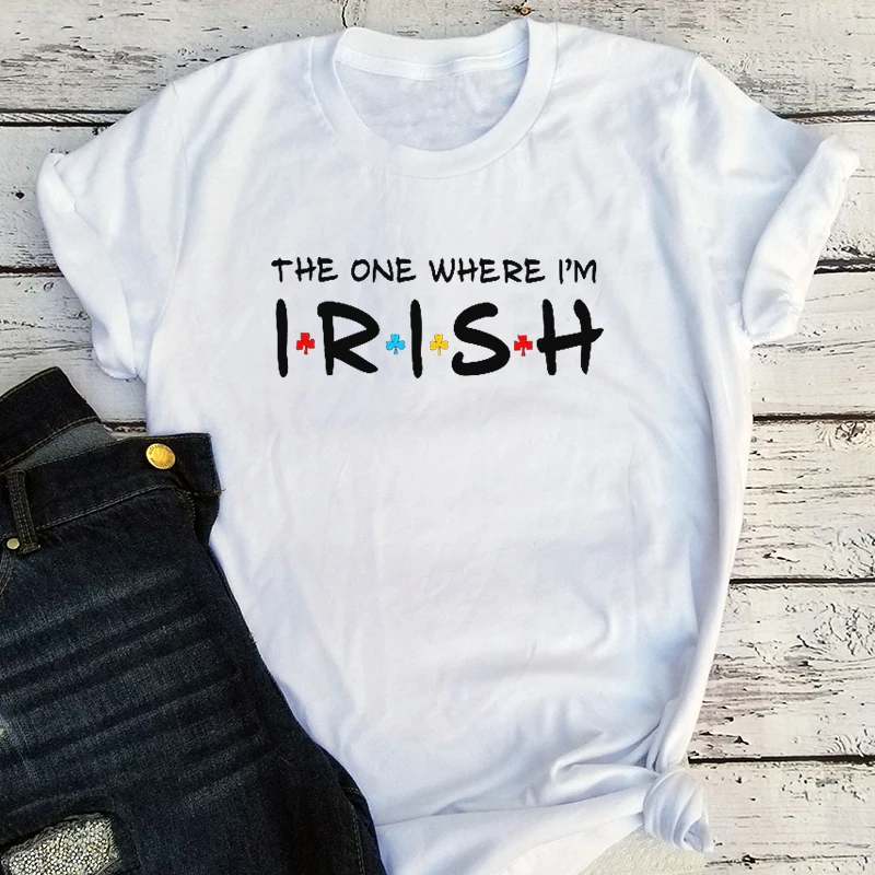 2022 New St Patricks Day Tshirt The One Where I'm Irish Shirt Women Summer Friends Themed Tee Irish Clothes P 
2022 New St Patricks Day Tshirt The One Where I'm Irish Shirt Women Summer Friends Themed Tee Irish Clothes P