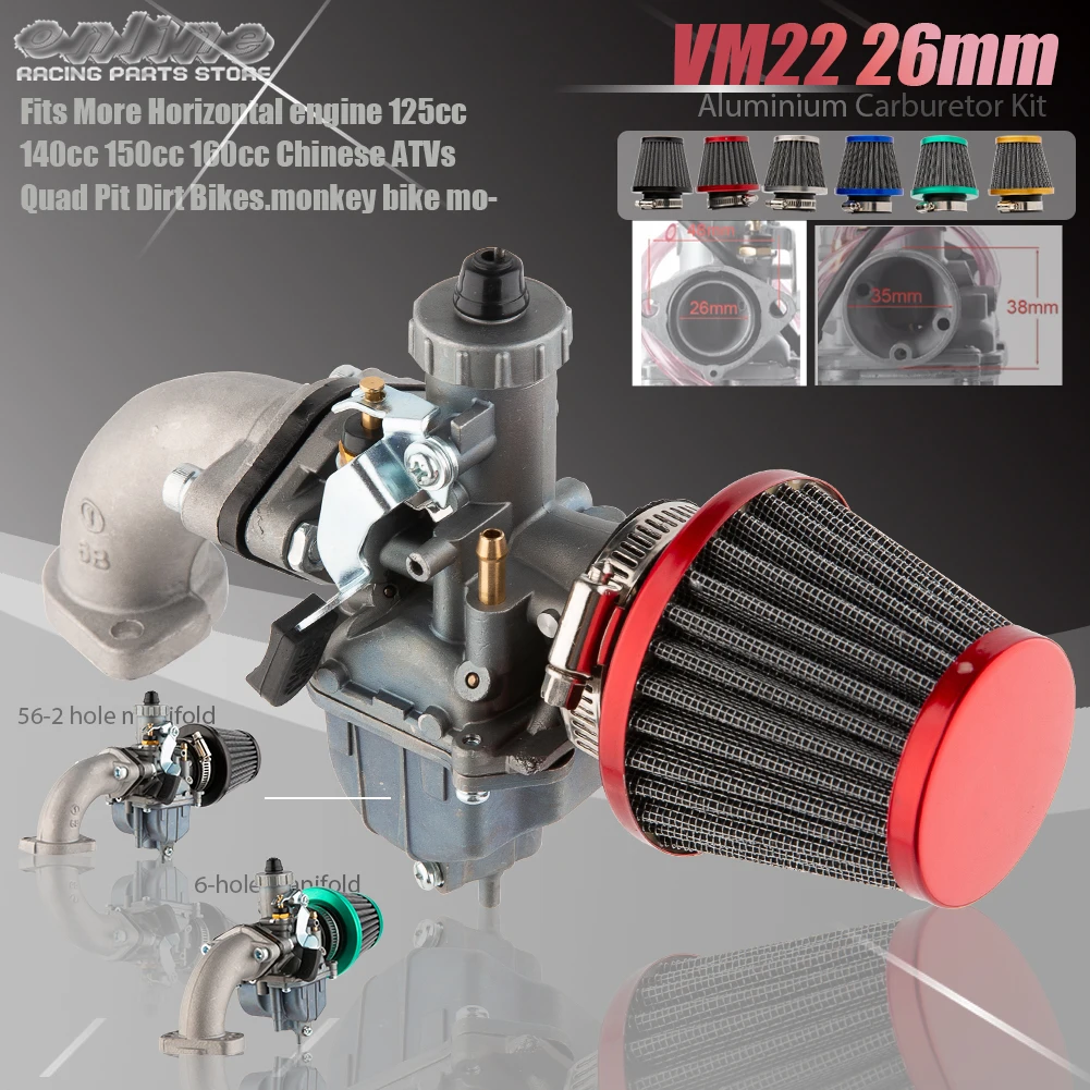 VM22 26mm Aluminium Carburetor Kit 56-2 6 Hole Motorcycle For Mikuni Intake Pipe 110cc 125cc 140cc Lifan YX Accessories
VM22 26mm Aluminium Carburetor Kit 56-2 6 Hole Motorcycle For Mikuni Intake Pipe 110cc 125cc 140cc Lifan YX Accessories