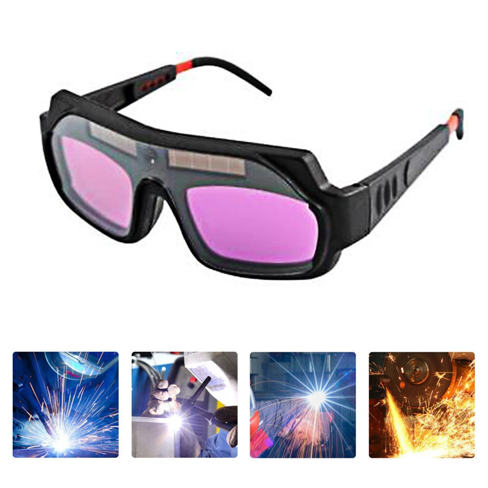 

1set Welding Glasses Auto Darkening Gog Gles Automatic Light Exchange Safety Automatic Dimming Welder Arc Solar Energy Supply