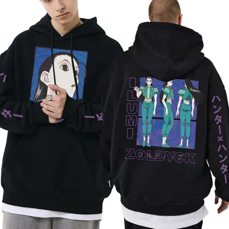 Japanese Anime Hunter X Hunter Tracksuit Illumi Zoldyck Hoodie Men Women Cartoon Manga Harajuku Oversized Hoodies Man Streetwear
Japanese Anime Hunter X Hunter Tracksuit Illumi Zoldyck Hoodie Men Women Cartoon Manga Harajuku Oversized Hoodies Man Streetwear