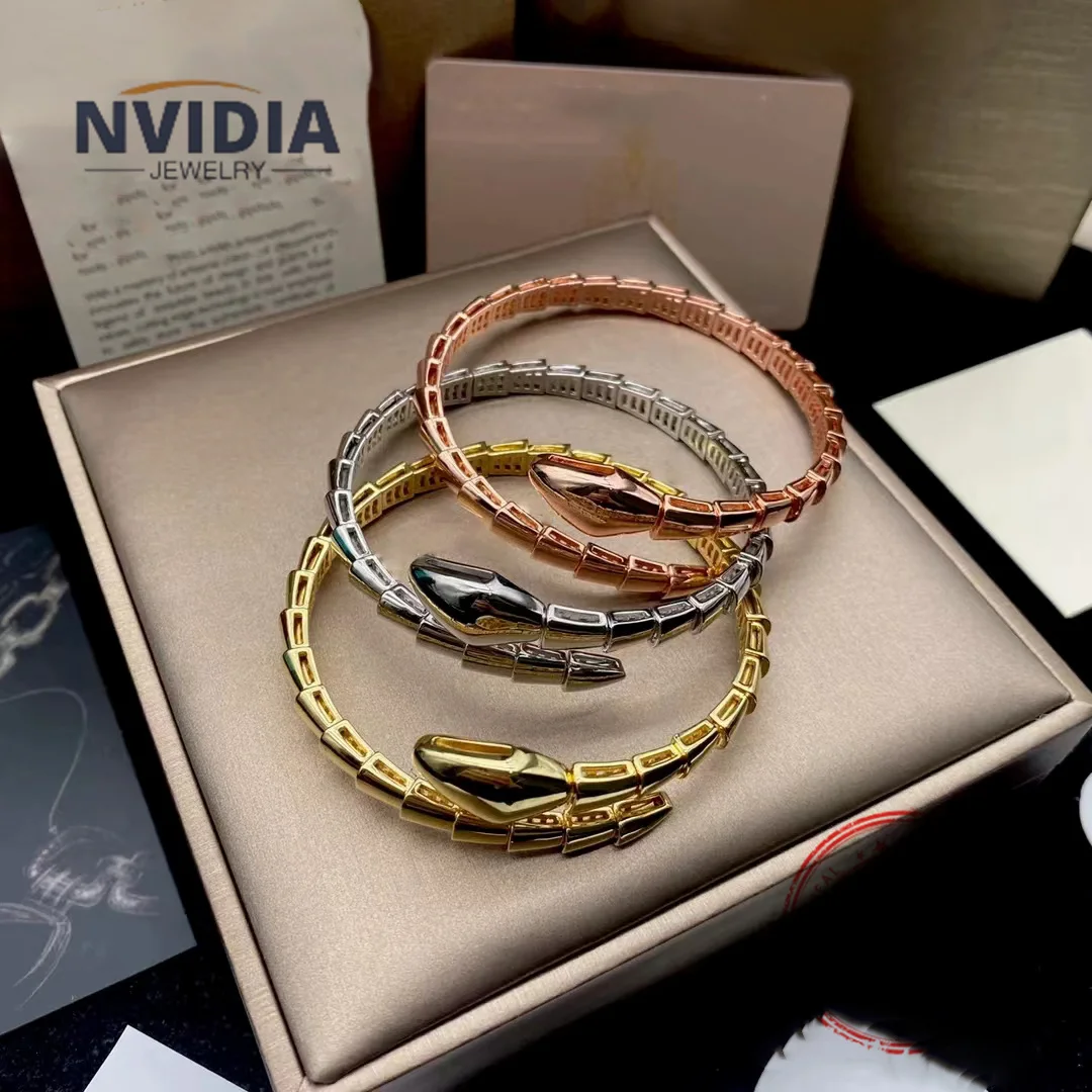 

2024 Fashion Hot Selling Jewelry BV Customized S925 Silver Luxury Single Circle Snake Bone Women's Bracelet Birthday Party Gift