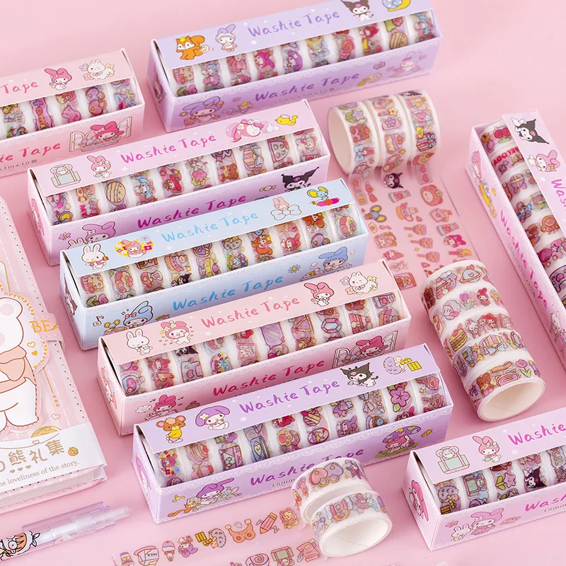 Набор лент Sanrio 10 шт., Мультяшные японские декоративные материалы для справочника Kawaii Mymelody, Детские аксессуары
Набор лент Sanrio 10 шт., Мультяшные японские декоративные материалы для справочника Kawaii Mymelody, Детские аксессуары