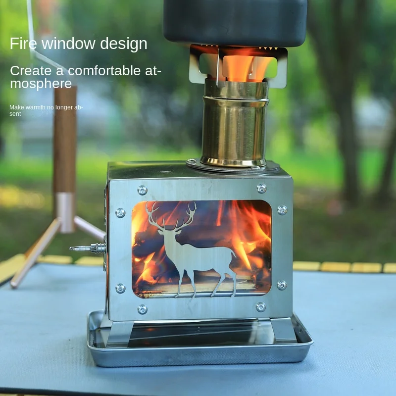 

Outdoor Portable Wood Burning Stove Backpacking Stove with Chimney Pipe Tent Stove Camping Wood Stove for Picnic BBQ Camp Hiking