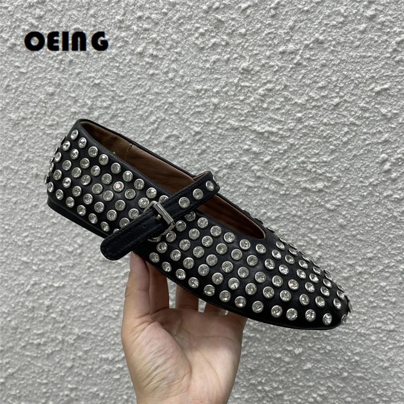Women Crystal Embellished Ballet Flats Fashion Round Toe Rhinestone Mary-Janes Female Buckle Ankle Strap Leather Designer Shoes
Women Crystal Embellished Ballet Flats Fashion Round Toe Rhinestone Mary-Janes Female Buckle Ankle Strap Leather Designer Shoes