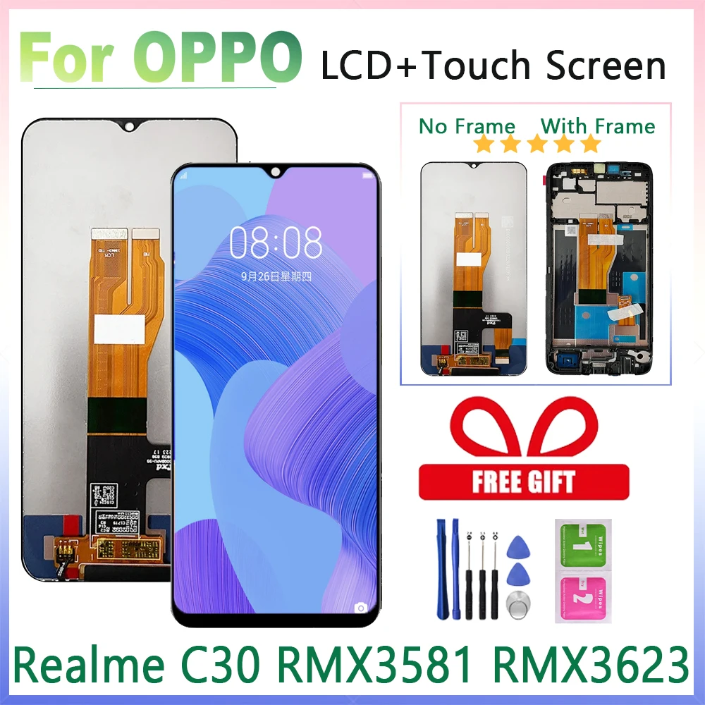 6,5 "Оригинальный ЖК-дисплей для OPPO Realme C30 RMX3581, RMX3623, сенсорный экран с рамкой для Realme C30, сменный ЖК-экран
6,5 "Оригинальный ЖК-дисплей для OPPO Realme C30 RMX3581, RMX3623, сенсорный экран с рамкой для Realme C30, сменный ЖК-экран