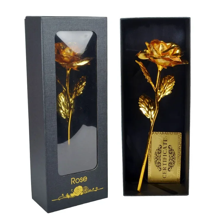 

24K Gold Foil Roses Open Window Gift Box Set Valentine's Day Teacher's Day Creative Gifts for Girlfriend Gift Box Packaging