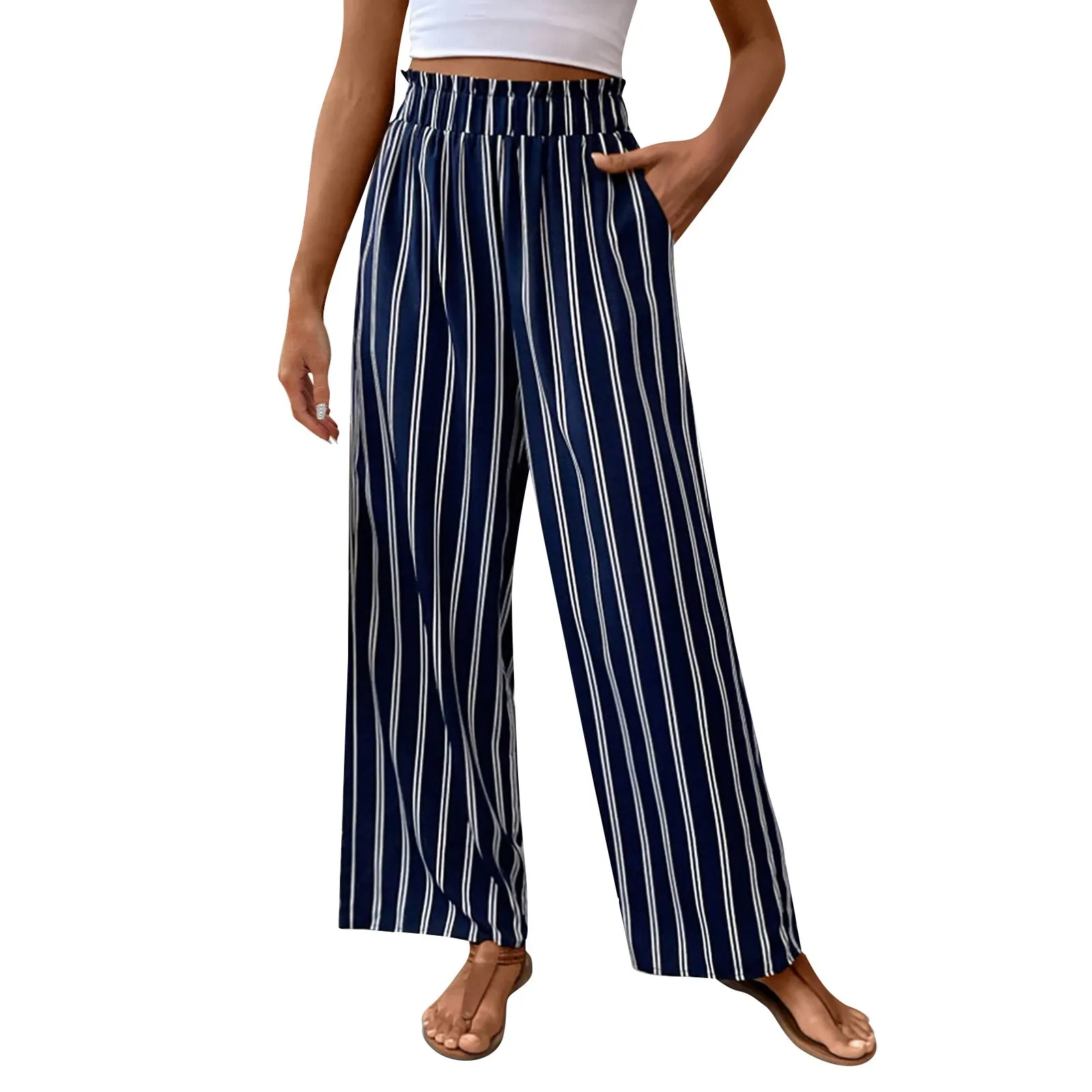 Striped Wide-Leg Pants Women'S Loose Casual Pants Summer New High-Waisted Straight Loose Pants Elegant Pants Woman Trousers
Striped Wide-Leg Pants Women'S Loose Casual Pants Summer New High-Waisted Straight Loose Pants Elegant Pants Woman Trousers