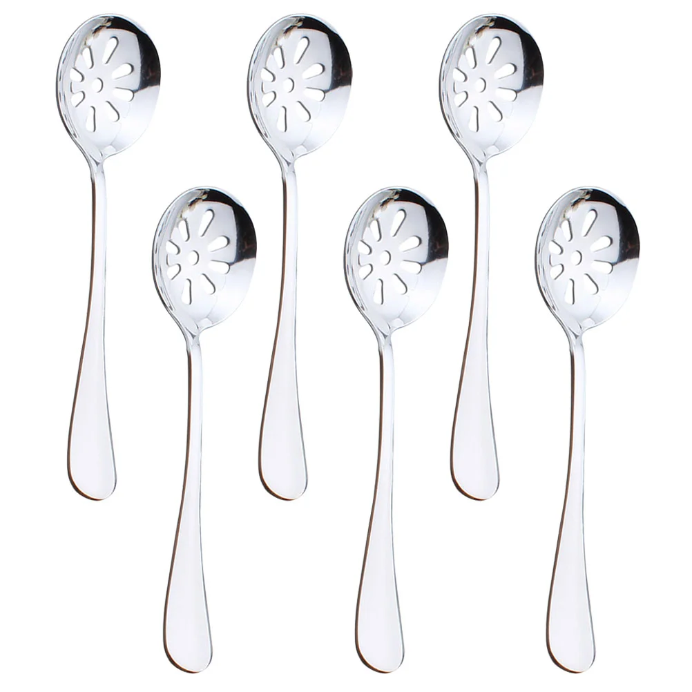 

6 Pcs Colander Caviar Spoons Serving Appliance Salad Kitchen Slotted Home Accessory Stainless Steel Utensils