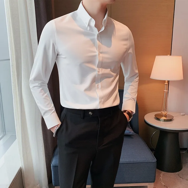 Business fashion men's shirt high quality solid color versatile work shirt career commuter long sleeve shirt
Business fashion men's shirt high quality solid color versatile work shirt career commuter long sleeve shirt