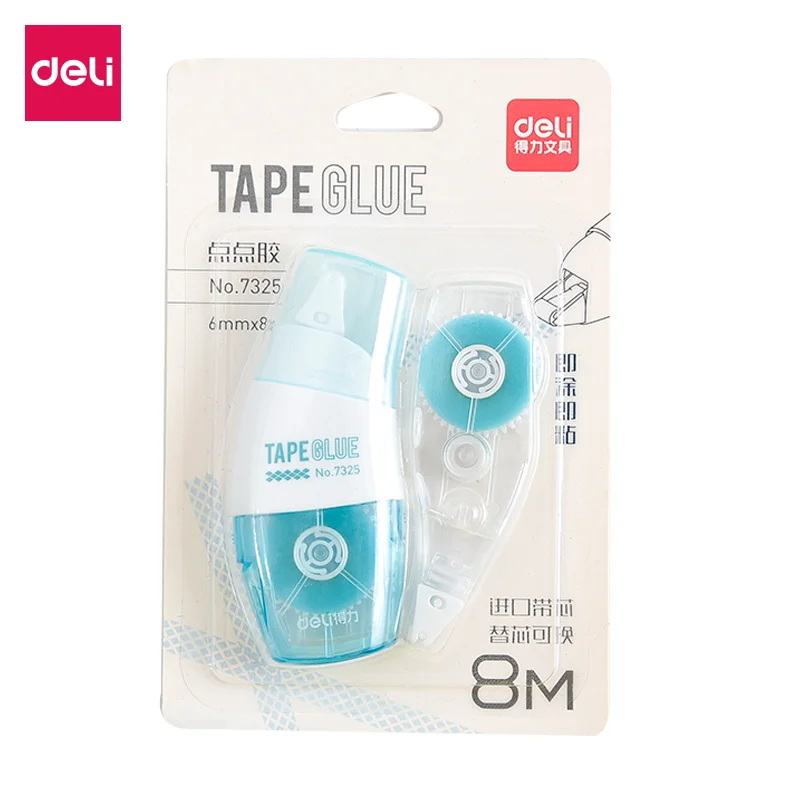 

Deli 1 Set Double-sided Tape Glue With Refill Random Color 8m Office School Stationery 7325