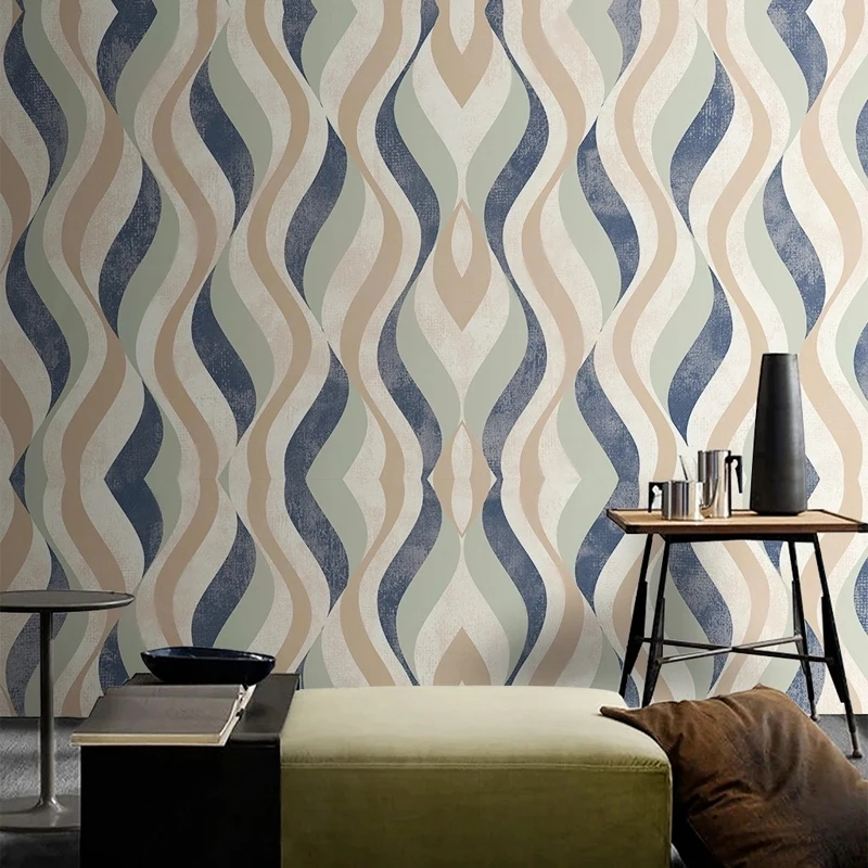 

Modern Luxury Wallpaper 3D Wave Stripes Painting Mural Wall Paper for Bedroom Living Room Change TV Background House Decoration