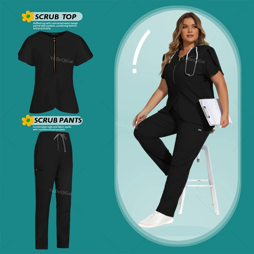 

Hot Sales Medical Nurse Nursing Uniform Scrubs Set For Women Hospital Doctor Workwear Surgical Gown Beauty Salon Clothes