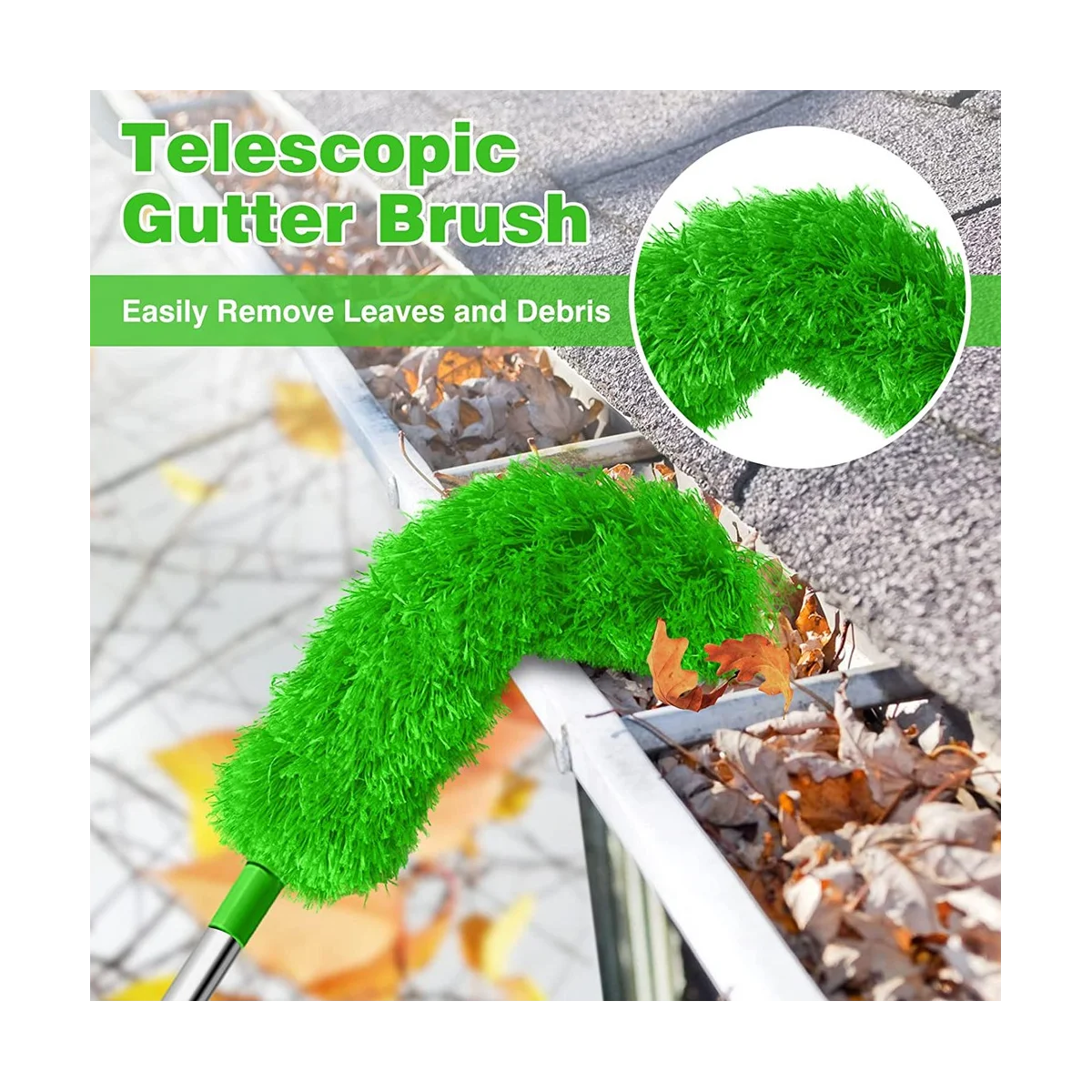 Gutter Cleaning Brush Roofing Tool with Telescopic Extendable Pole 8.2Ft Guard Cleaner Tool Easy Remove Leave, green
Gutter Cleaning Brush Roofing Tool with Telescopic Extendable Pole 8.2Ft Guard Cleaner Tool Easy Remove Leave, green