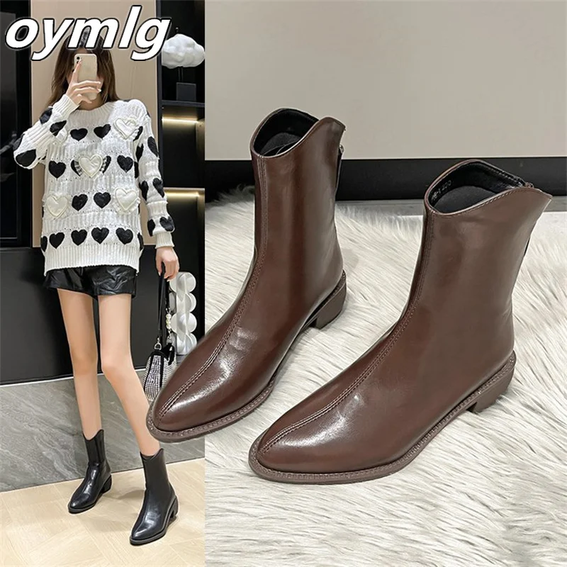 

Boots women's 2022 new women's boots thick heels thin mid-tube western cowboy boots pointed toe short boots women's plus cotton