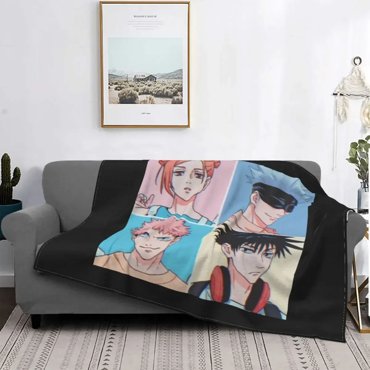 

Manga Japanese Anime Jujutsu Kaisen Blanket Coral Fleece All Season Gojo Satoru Soft Throw Blanket for Sofa Couch Bedding Throws