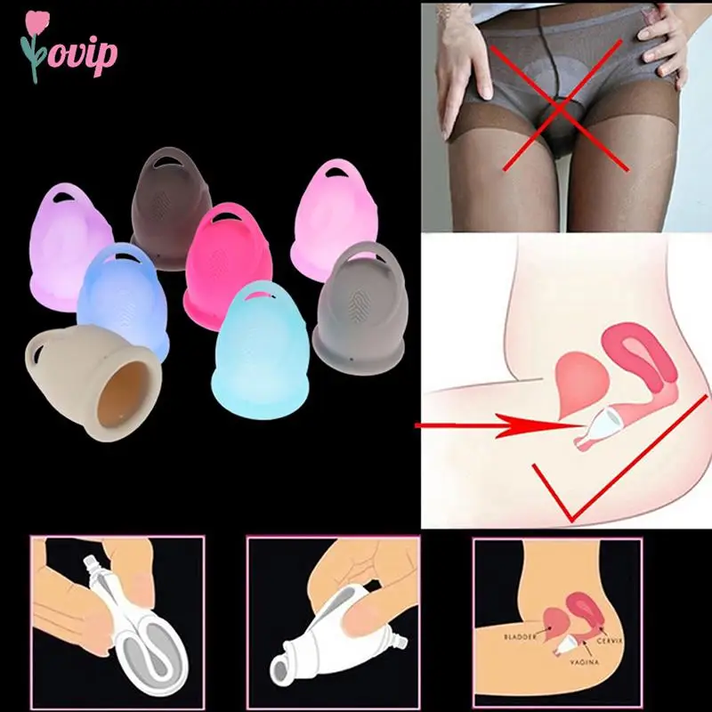 

Portable Menstrual Cup Medical Silicone Tab Leak-proof Women Menstrual Period Cup Feminine Hygiene Product