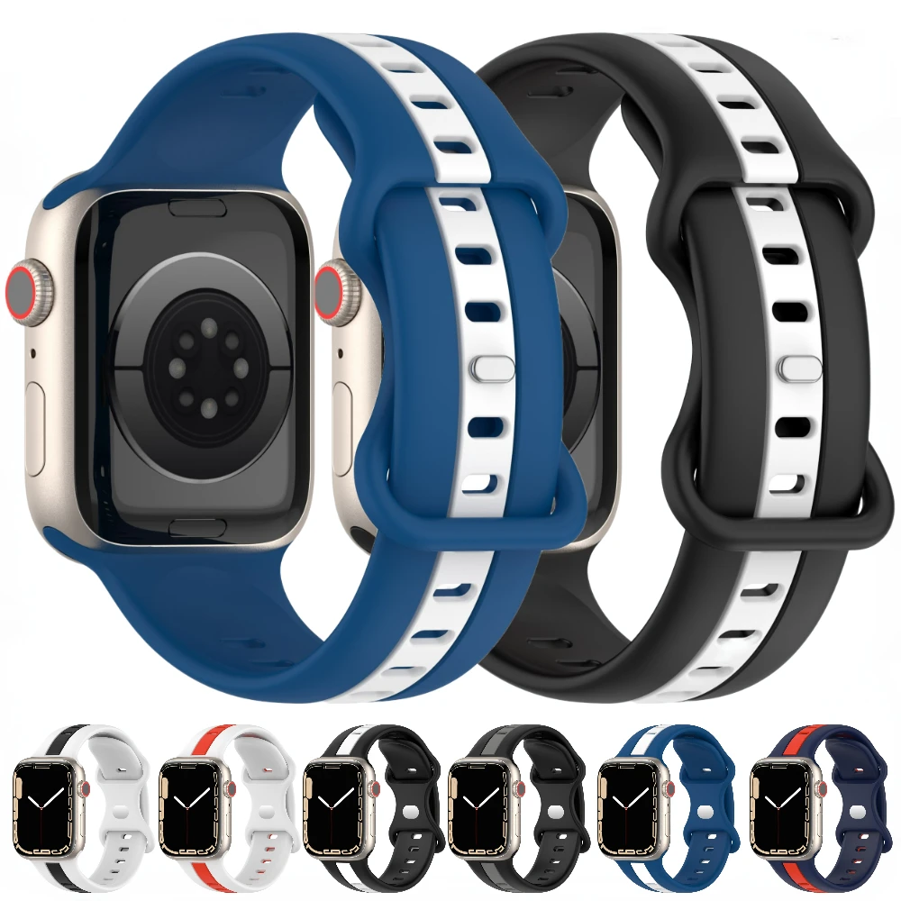 Two-color Silicone Strap for Apple Watch Band 45mm 41mm 44mm 40mm 49mm 42mm 38mm Bracelet for iWatch Series 8 Ultra 7 SE 3 4 5 6
Two-color Silicone Strap for Apple Watch Band 45mm 41mm 44mm 40mm 49mm 42mm 38mm Bracelet for iWatch Series 8 Ultra 7 SE 3 4 5 6