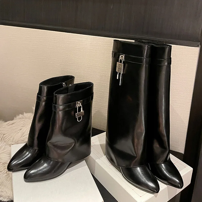 Shoes for Women Autumn Pointed Lock Button Trouser Boots High Barrel Knight Boots Black Short Barrel Fashion Short Boots Women
Shoes for Women Autumn Pointed Lock Button Trouser Boots High Barrel Knight Boots Black Short Barrel Fashion Short Boots Women
