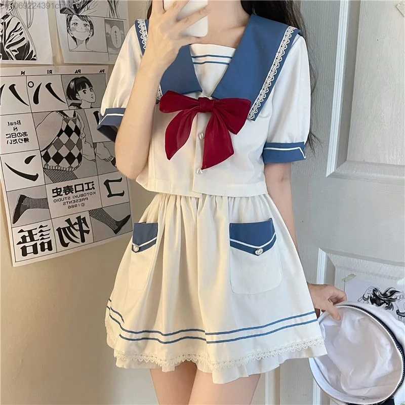 Kawaii Jk Uniform Sailor Suit 2000s Campus College Style Matching Sets Cute Skirt Outfits For 2 Peice Set Women Y2k Aesthetic
Kawaii Jk Uniform Sailor Suit 2000s Campus College Style Matching Sets Cute Skirt Outfits For 2 Peice Set Women Y2k Aesthetic