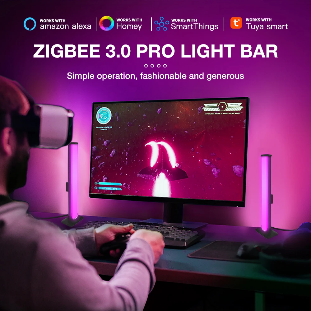 

GLEDOPTO ZigBee 3.0 Light Bar RGBCCT USB DC5V Tuya Smart Life SmartThings Homey Alexa App Voice 2.4G RF Control Night Light