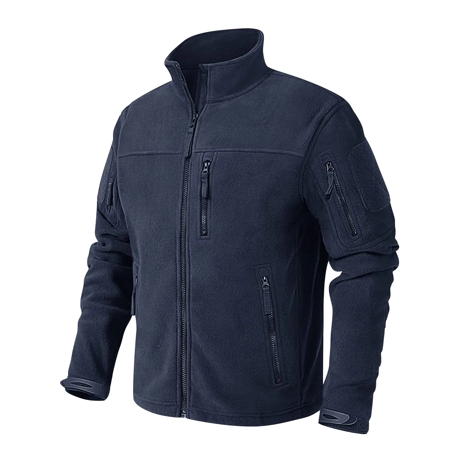 

Full Zip Up Tactical Green Fleece Jacket Thermal Warm Work Coats Mens Pockets Safari Jacket Hiking Outwear Windbreaker