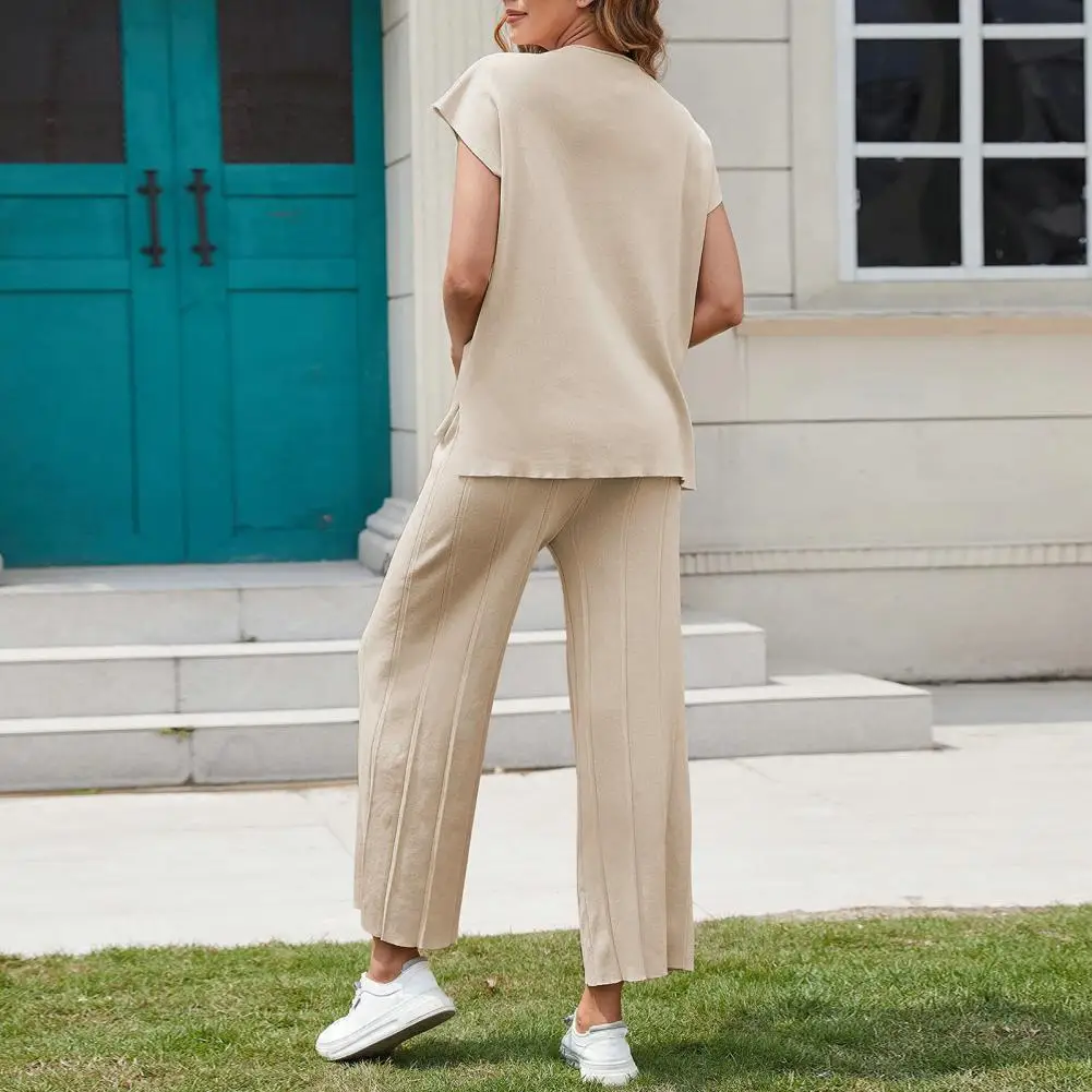 Solid Color Tracksuit Stylish Women's Summer Set Sleeveless Round Neck Top with Wide Leg Pants Irregular Hem Solid Color Elastic
Solid Color Tracksuit Stylish Women's Summer Set Sleeveless Round Neck Top with Wide Leg Pants Irregular Hem Solid Color Elastic