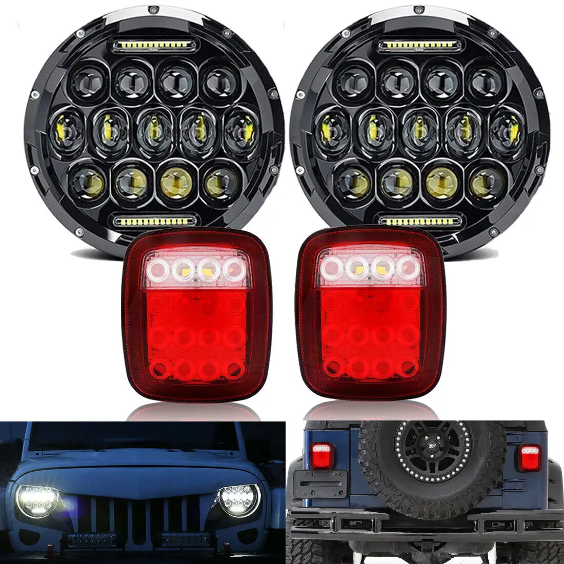 Car 7 Inch LED Headlights DRL With Rear Brake Tail Lights For Jeep Wrangler TJ Accessories
Car 7 Inch LED Headlights DRL With Rear Brake Tail Lights For Jeep Wrangler TJ Accessories