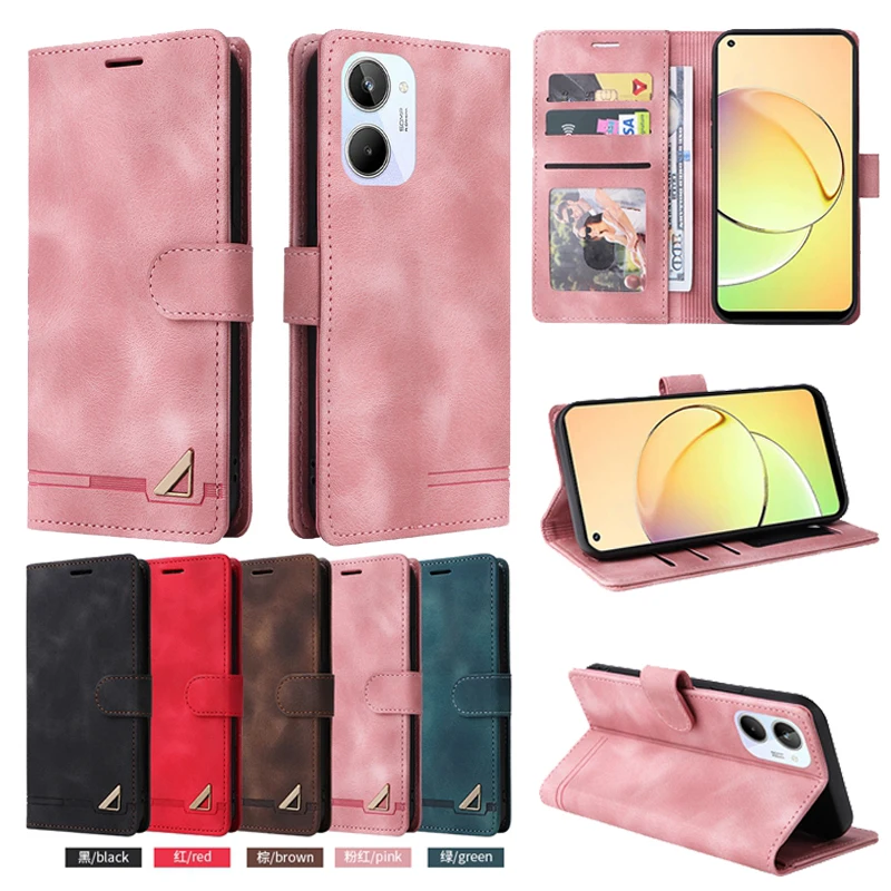 

Wallet Anti-theft Leather Case For Realme 10 9 Pro Plus 9i 8 Pro 5 5G C20 OPPO A96 A95 5G A94 A77 A57 A54 A53 A36 A16 A15S Cover