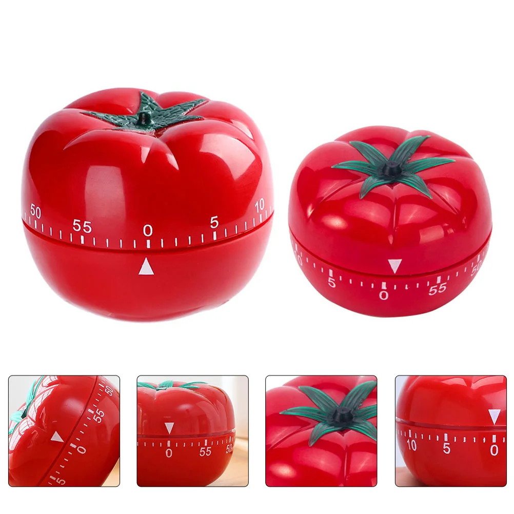 

2 Pcs Tomato Timer Mechanical Alarm Clock Study Device Food Shape Kitchen Lovely Cooking Shaped Countdown Pp Manual Child